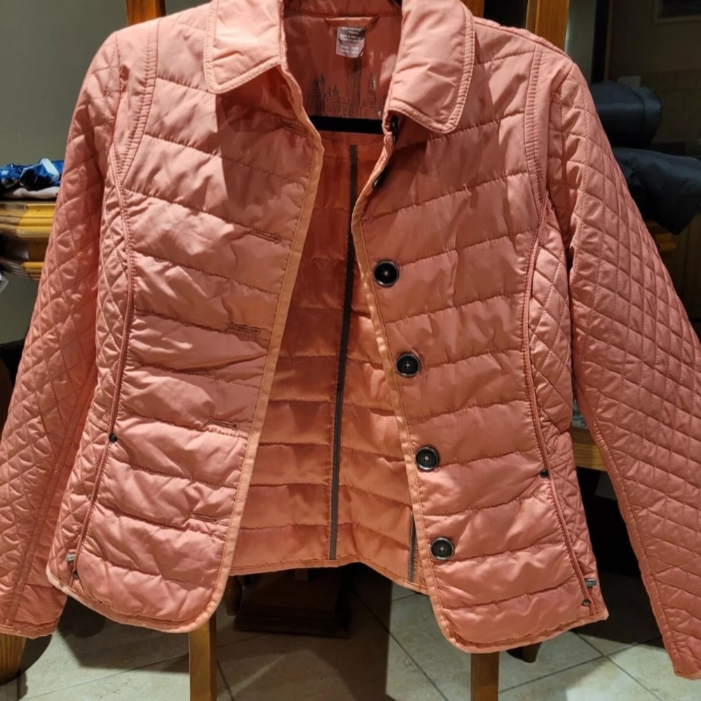 Sigrid Olsen Pink Puffer Jacket with Diamond Quilting